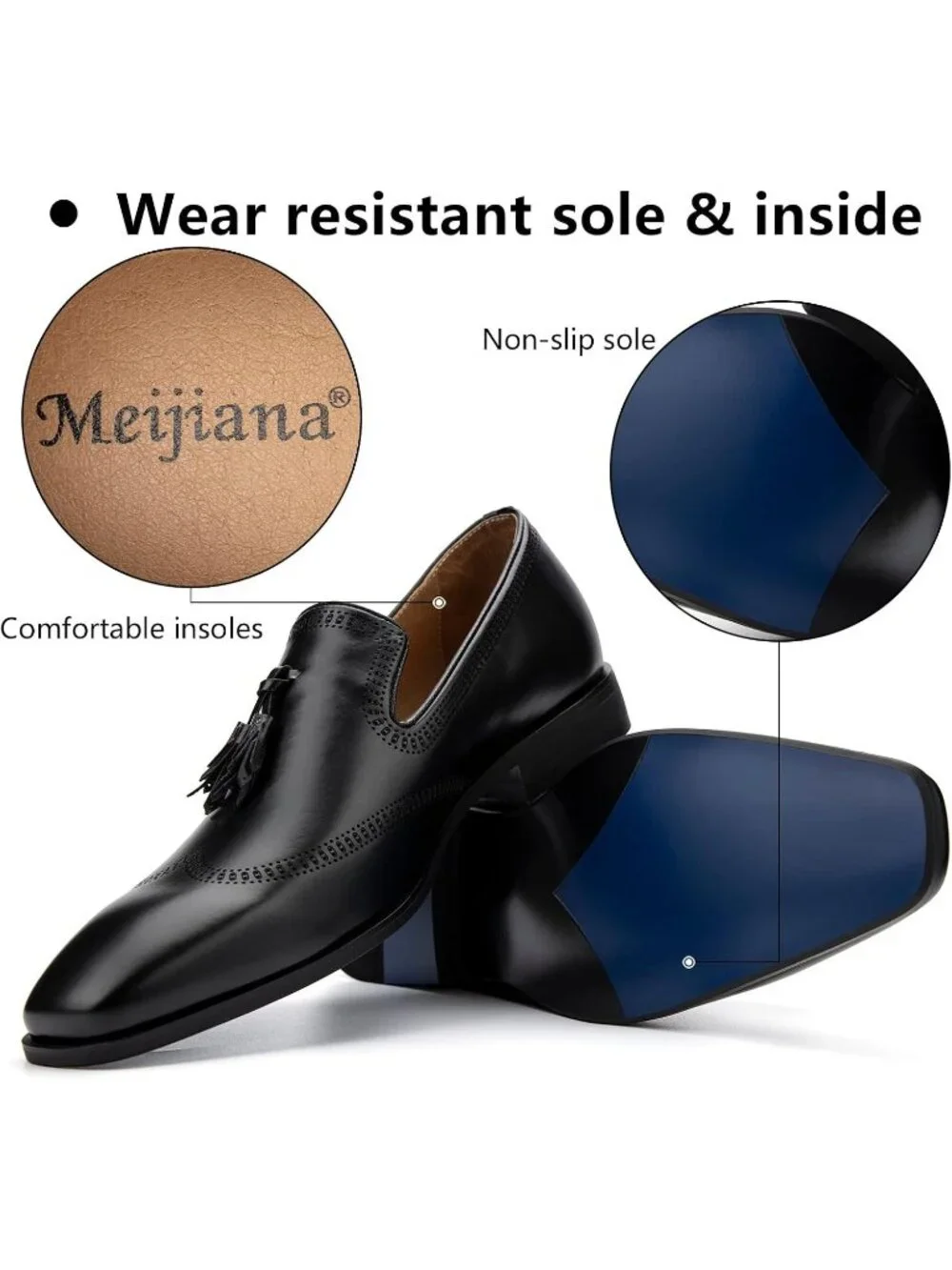 Men's Black Classic Luxury Stylish Fashion Rubber Slip On Loafers Dress Shoes